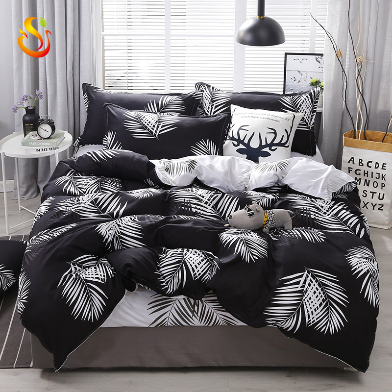 4pcs quantity plain simple digital printed polyester duvet quilt cover bedding set flamingo flat sheet bed set