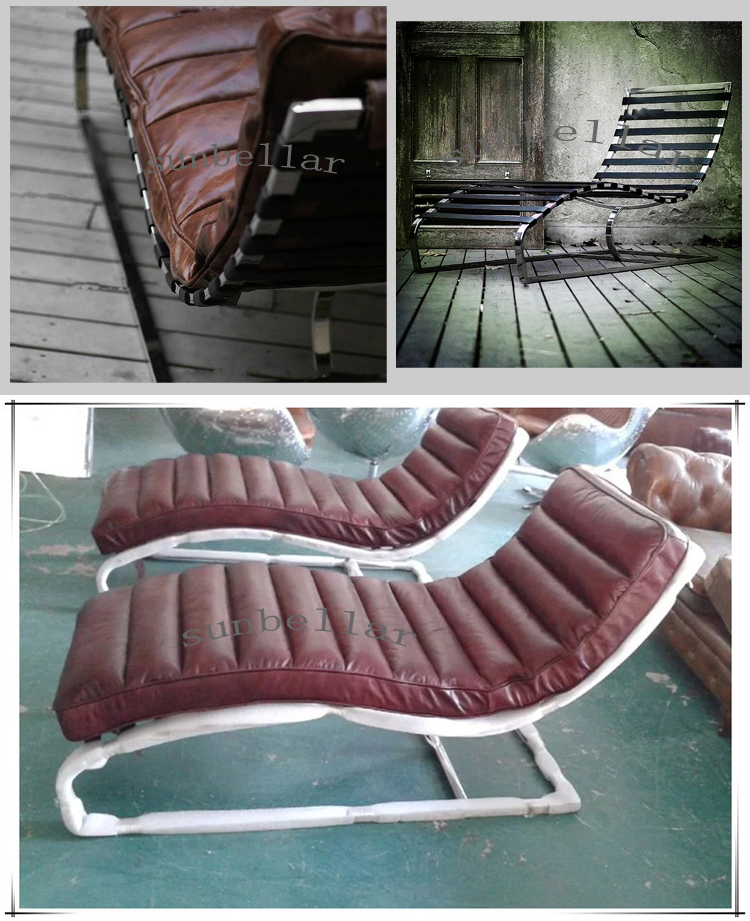 genuine leather armless chaise lounge antique distressed leather stitch recliner chair living room bedroom lounge chair
