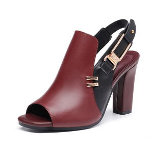 E080 Summer High Heel Peep Toe Lady Shoes Square Heel Sandals