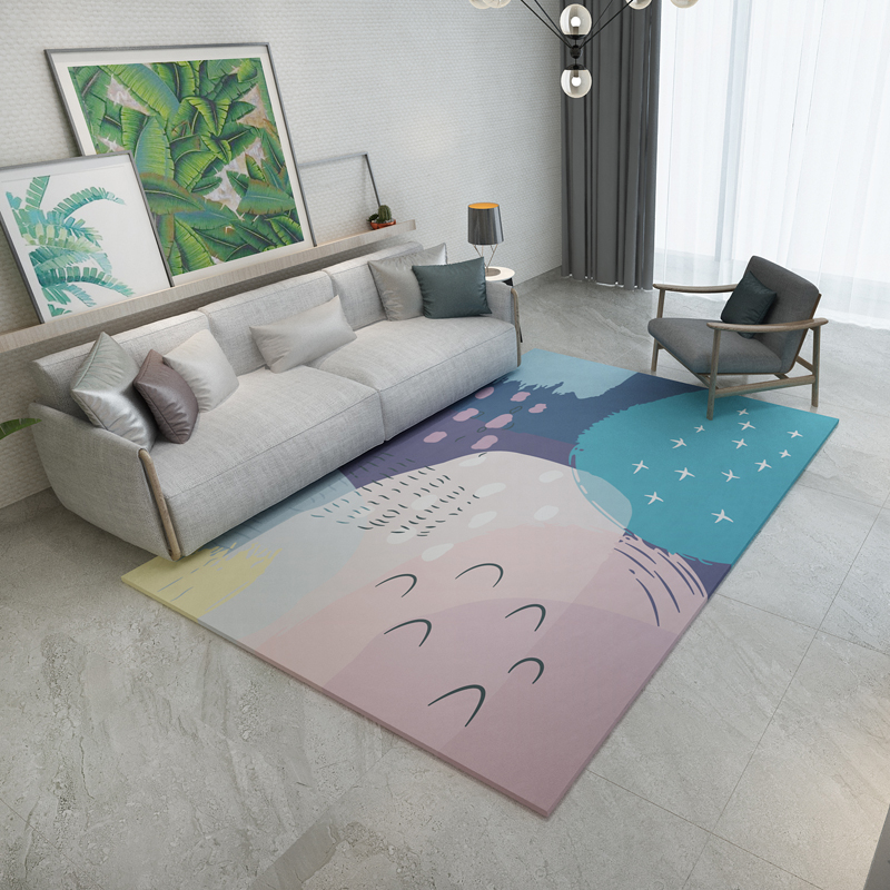 Northern Europe Concise Style Living Room Floor Mat Custom Wholesale Cheap PVC 3D Printed Office Carpet