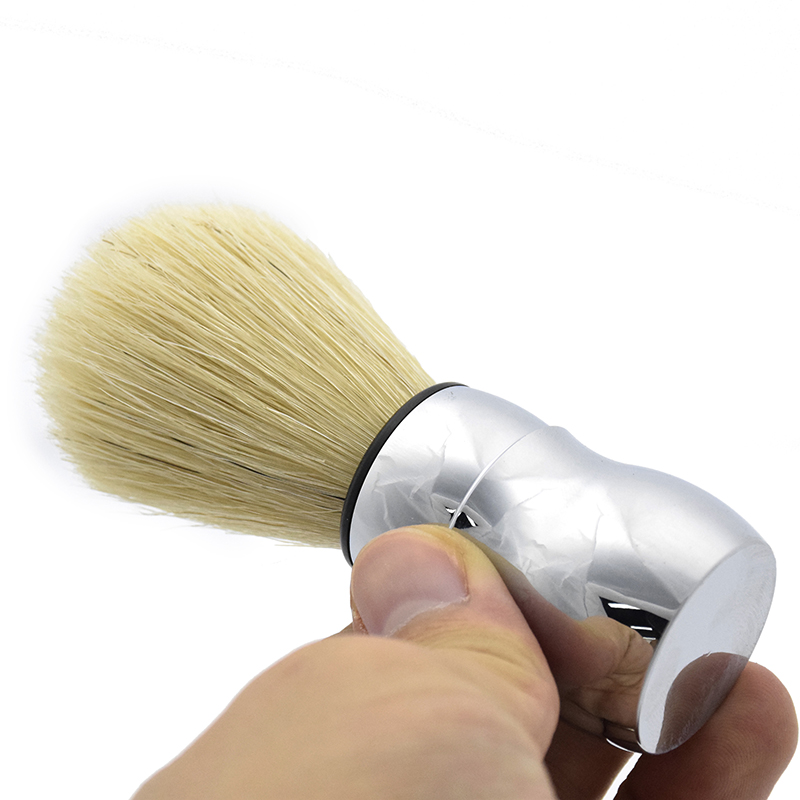 Professional bright round shape metal handle synthetic men shaving brush knots for beard soap shaving