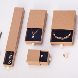 Custom Logo Kraft Paper Jewelry Packaging Necklace Earring Rings Bracelets Simple Jewelry Set Box