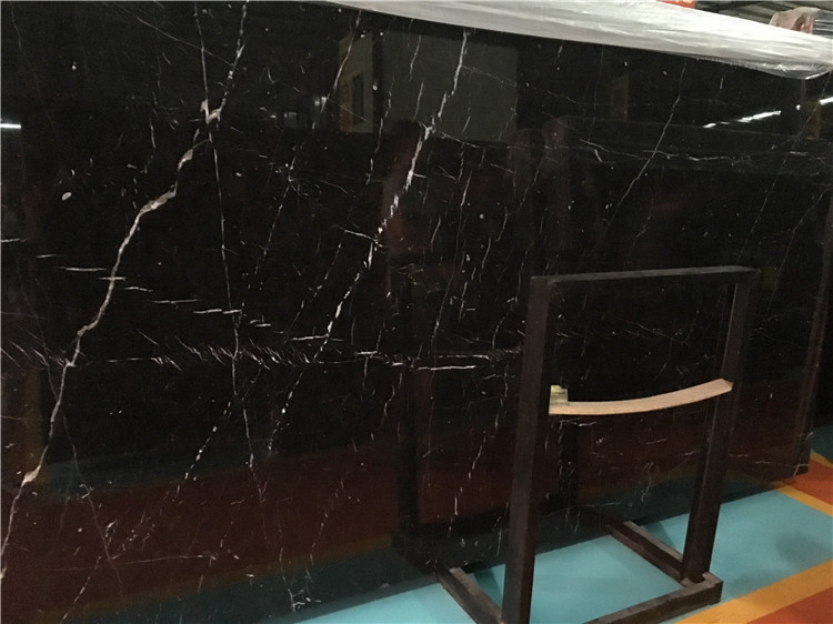 Marble 100% Natural Nero Marquina Absolute Black Big Slab Graphic Design Polished 5 Years Midcentury Apartment Supermarket Hotel
