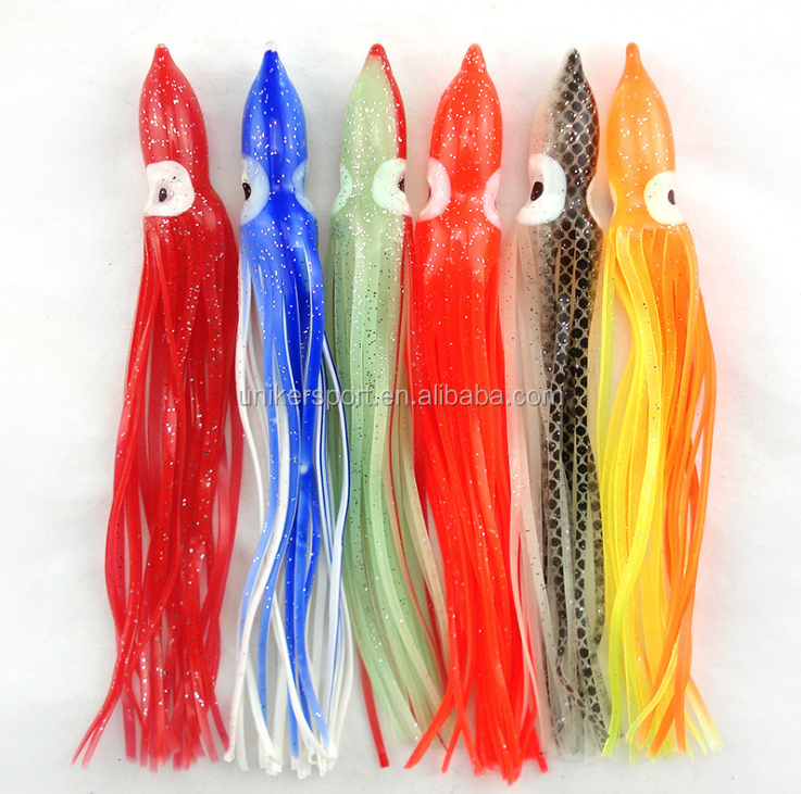 5 Faldas De Señuelo Blando Para Pesca, Imitación Pulpo/calamar, Brillantes, Color Neón, Aparejo Jig