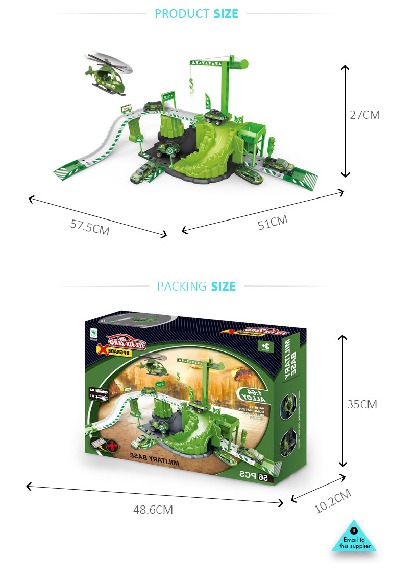 kids play diecast military base car toy parking garage with aircraft