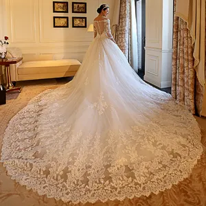 long tail wedding gown