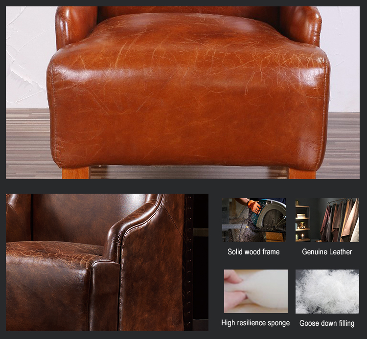 hotel furniture wooden chair leather high back single seat sofa luxury lounge leisure chair for VIP guests room