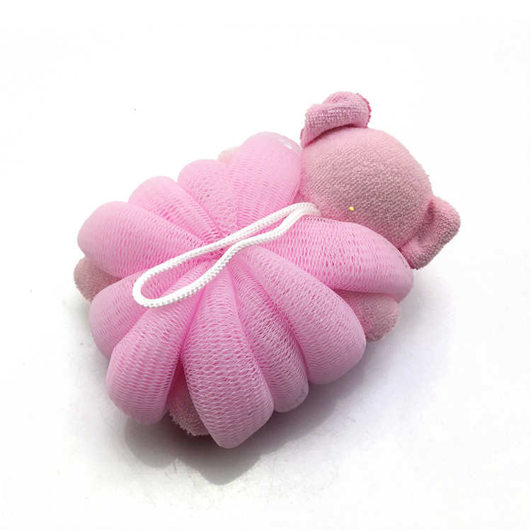 PE Material Mesh Bath Sponge Cute Shower Puff Ball Baby Shower Sponge