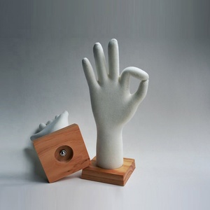 soft mannequin hand with wooden base for glove display flexible PU foam hand