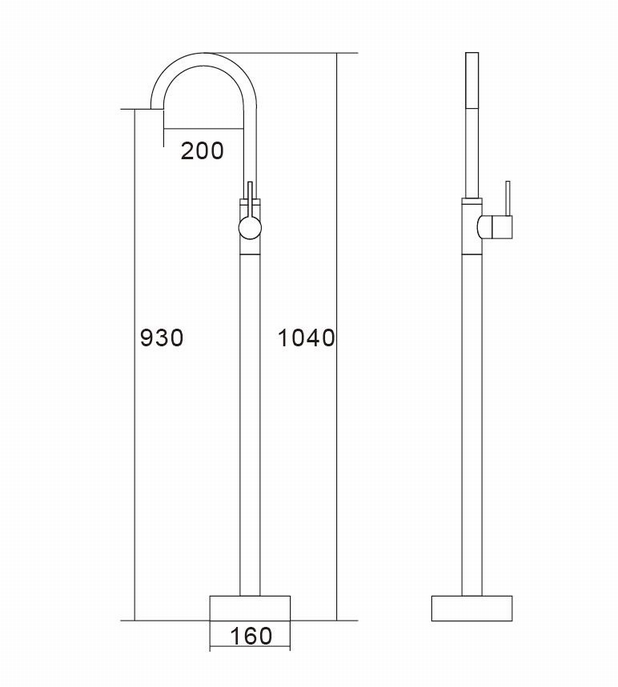 European Electroplated Matte Black Stand Mixer Bath Bathroom Watermark Floor Standing Tapware Design Alone Free Shower Faucet