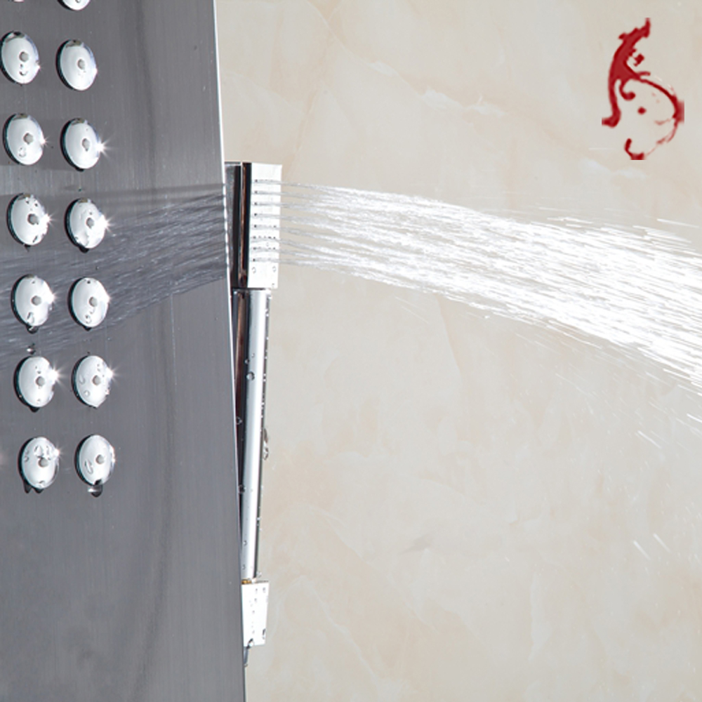 Stainless Steel 8 Body Spa Jets black Thermostatic Shower Panel