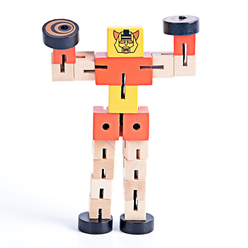 小教育 diy 小孩玩具木魔术立方体可变形汽车玩具机器人