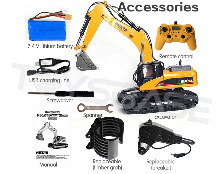 Huina 1580 RC Metal Excavator & 1583 Remote Control Wheel Loader