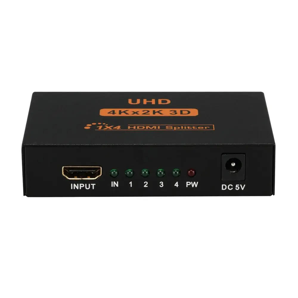 UHD 4K*2K 3D HDMI Splitter 1 In 4 Out Durable Hard me<i></i>tal HDMI 1.4b HDMI Splitter For HDTV PS Xbox360 EU US UK Plug