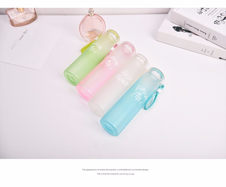 Wholesale wide mouth glass water bottle  glass bottle frosted glass beverage bottle
