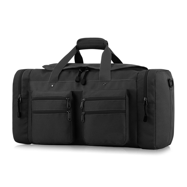 Borsone da viaggio nero da uomo con scomparto per scarpe