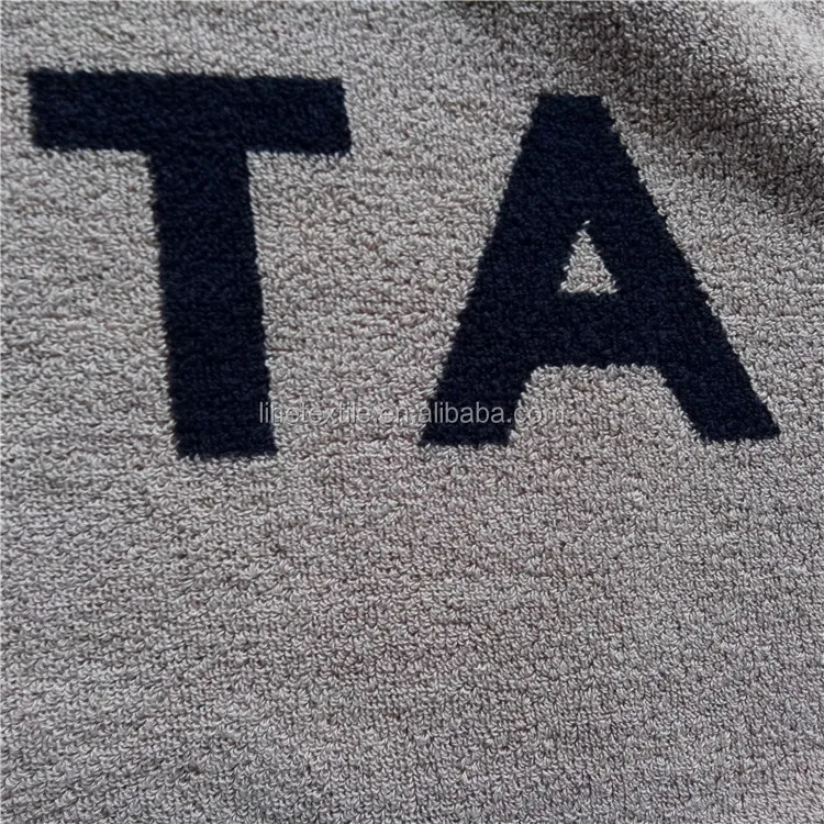 100% cotton velor woven jacquard custom logo beach towel
