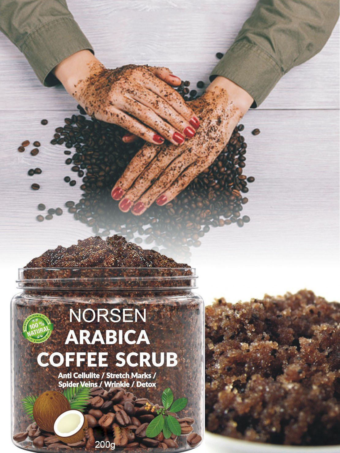 OEM New Design Product Organic Exfoliator Coffee Body Scrub Salt