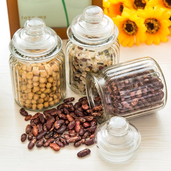 Big capacity machine made glass jar with metal clip glass storage jar