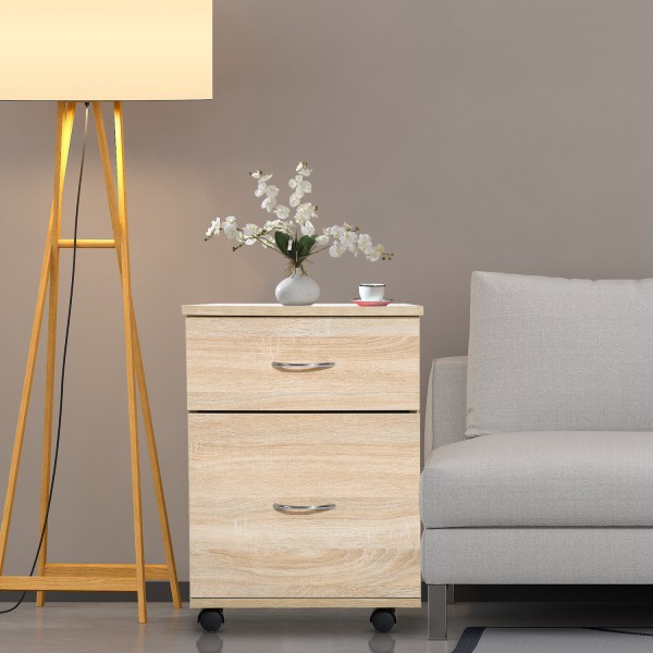 2019 Top Sales 2-Drawer Cabinet Wheels-Oak Colour