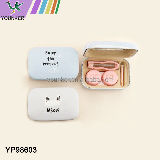Оптовая продажа, милый миниатюрный чехол для контактных линз из полиуретана отличного качества