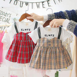 2019 verão estilingue clássico vestido xadrez algodão fantasia manga curta vestido casual para 0-3 anos vestido de bebê menina