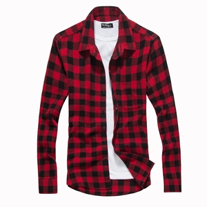 2019 New Collection spring 50% Cotton Check Casual Flannel Long Sleeve Man Plaid Shirt processing services