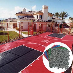 synthetic rubber tile interlocking outdoor basketball court flooring