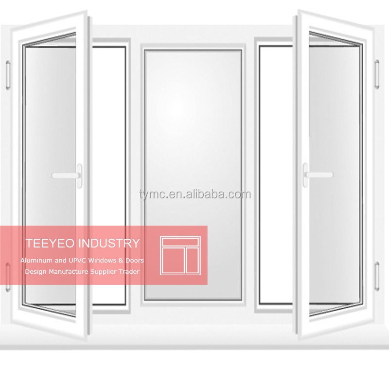 High Quality Tempered glass windows/Double UPVC windows/french casement window