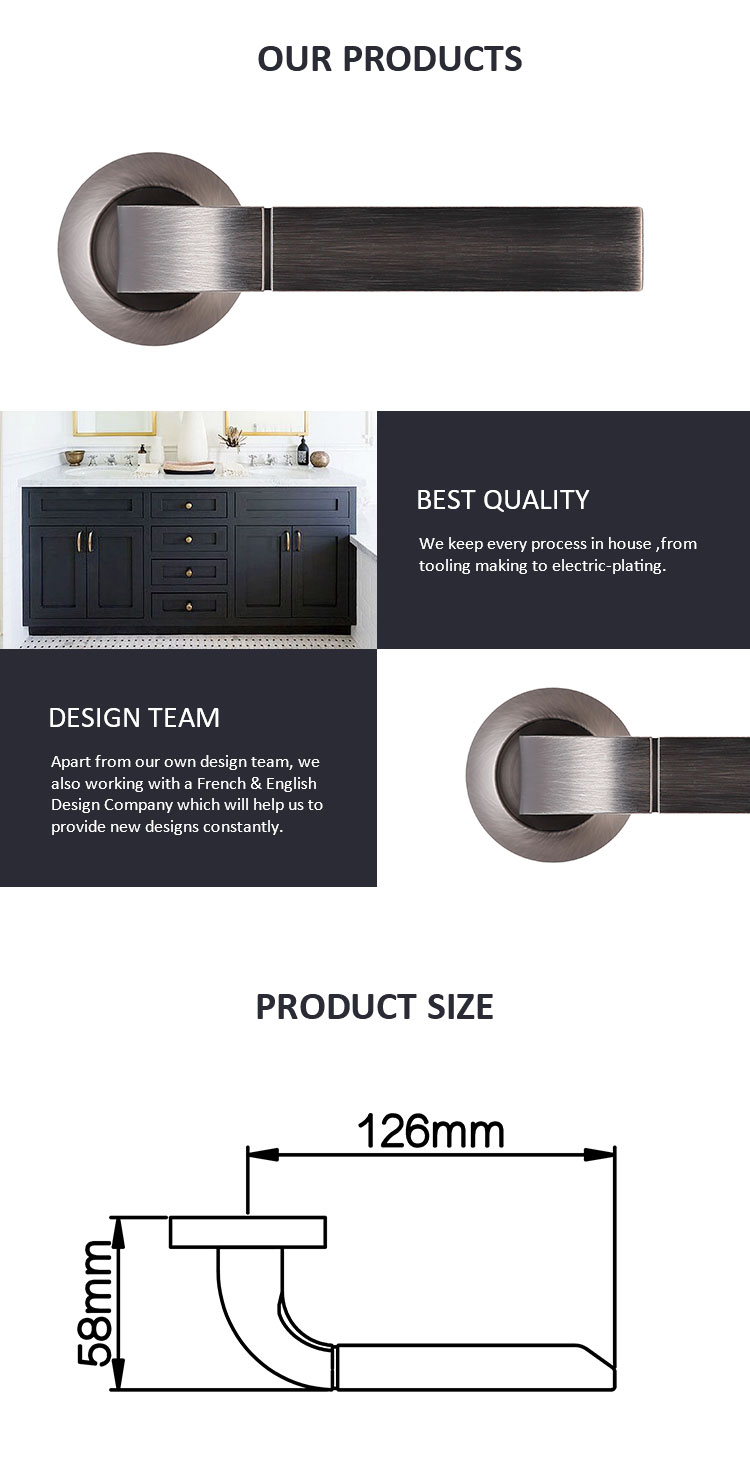 Popular High Quality Aluminium Door Lock Handles Bedroom Door Handle