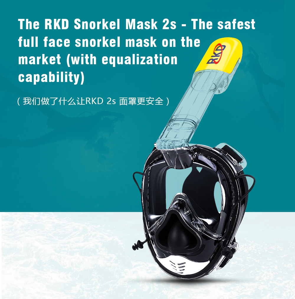 rkd一体式气囊防雾自然贝瑞斯全脸浮潜面罩,带耳塞