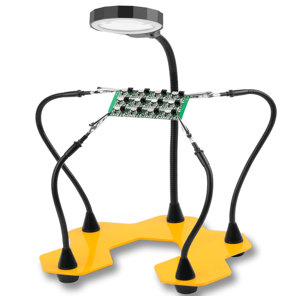 TIEMPO DE SALDI Lente de aumento de mesa con luz LED y brazos pinzas soporte Terza mano