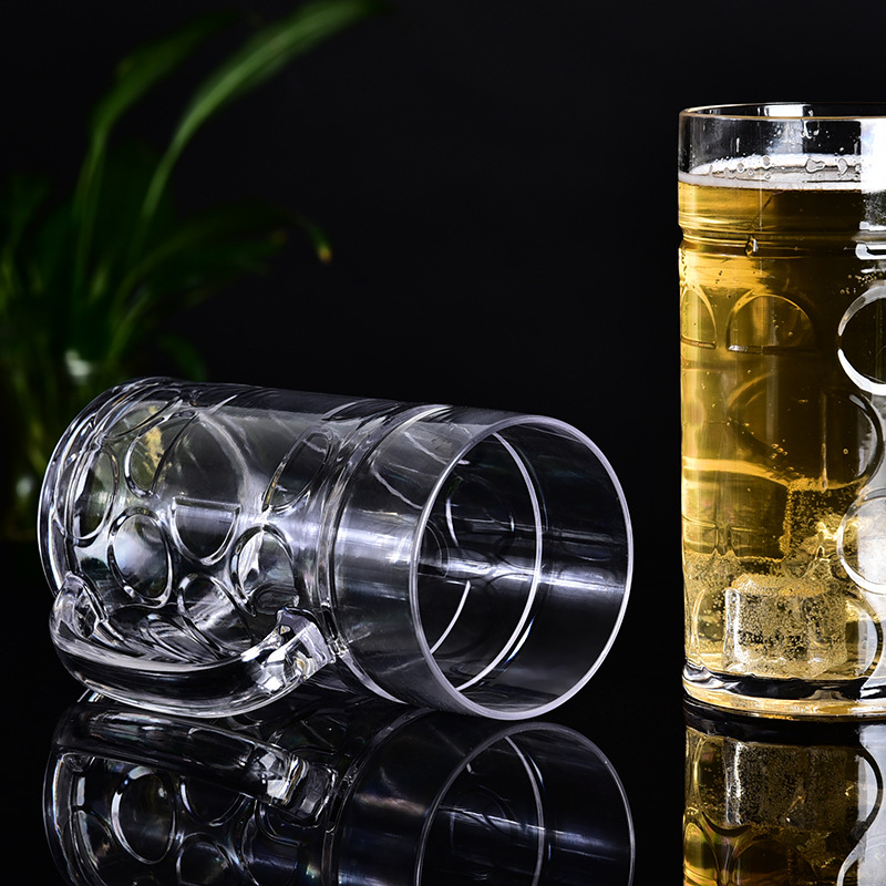 1 Liter clear  beer glass mug big beer glass mug with handle for drinking