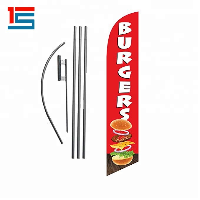 8ft Feather Banner Burgers - Style 3 Double-Sided, Poles and Spike Base Included