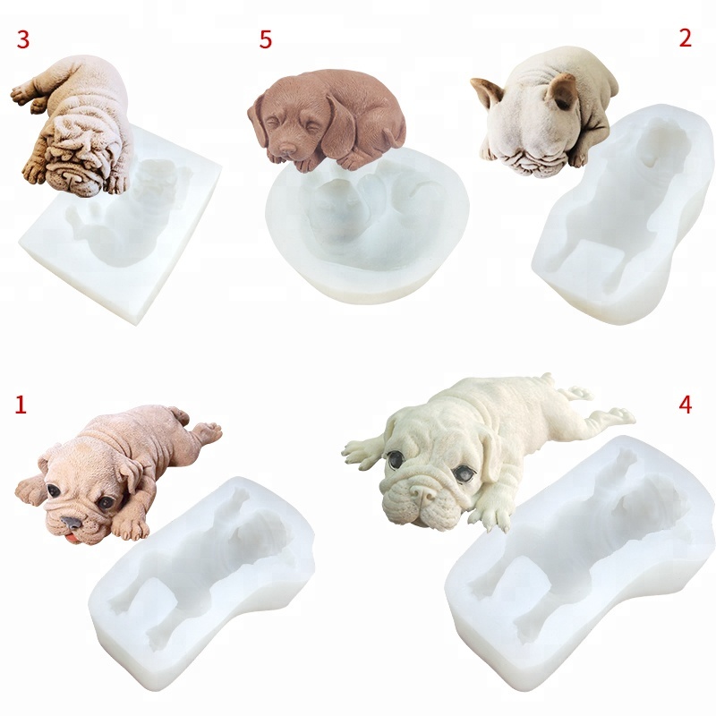 Vendas quentes cão shar pei 3D silicone molde sabão moldes do bolo animais molde de silicone vela handmade