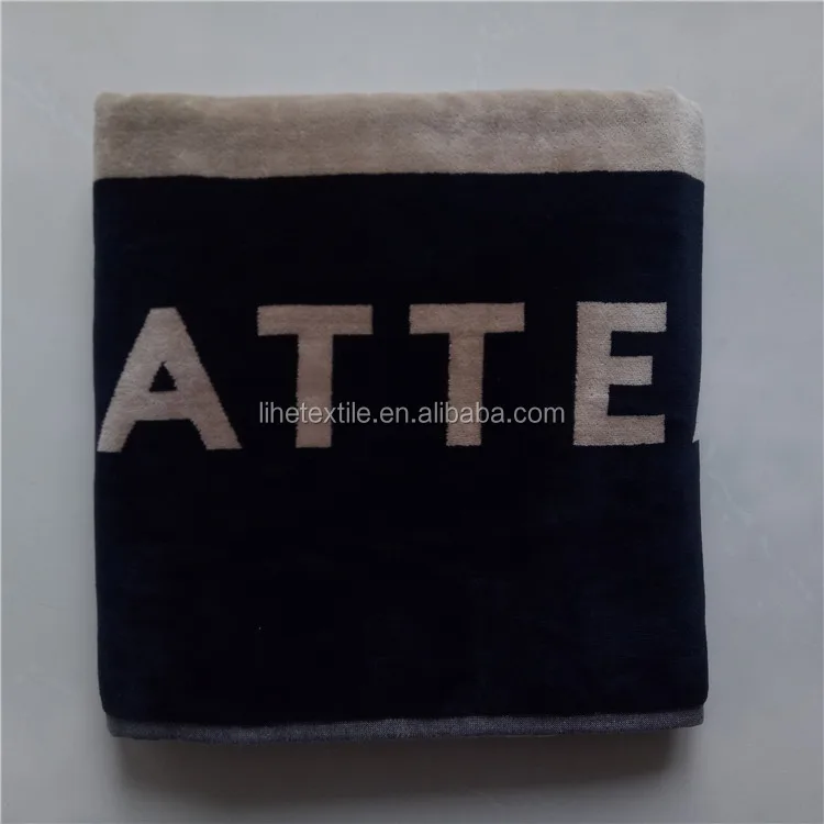 Telo mare 100% cotone velour tessuto jacquard con logo personalizzato