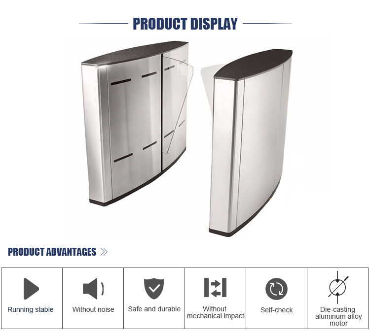 304 Stainless Steel Automatic Access Control System Baffle Gate Flap Barrier Turnstile