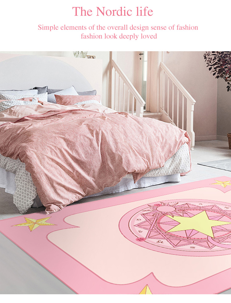 Simple Style Anti Slip Machine Washable No Fadding Pink English Victoria's Secret Bedroom Carpet Rugs