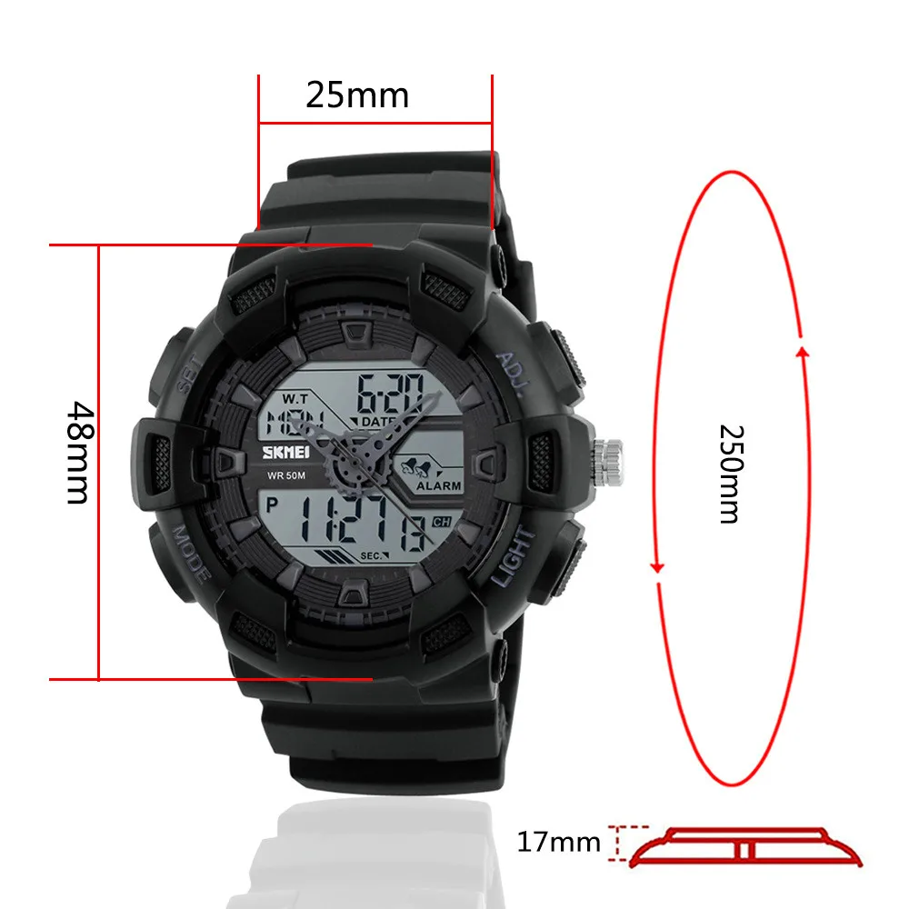 SKMEI 1189 Sports Watch For Men Outdoor Quartz Digital LED Luminous Display Casual Multi-function Waterproof Watches
