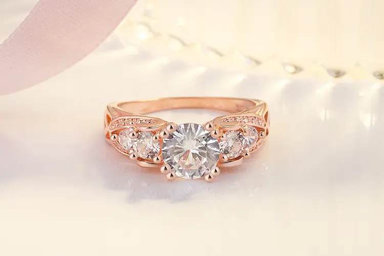 Engagement Rose Gold Fashion Jewelry Woman Diamond Finger New Design Wedding Ring Wholesale