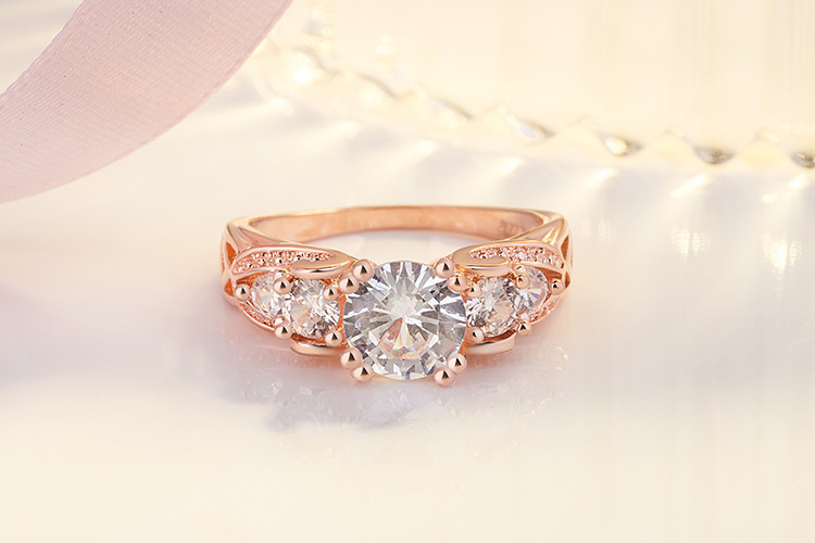 Engajamento jóia de ouro rosa mulher dedo diamante novo design anel de casamento por atacado