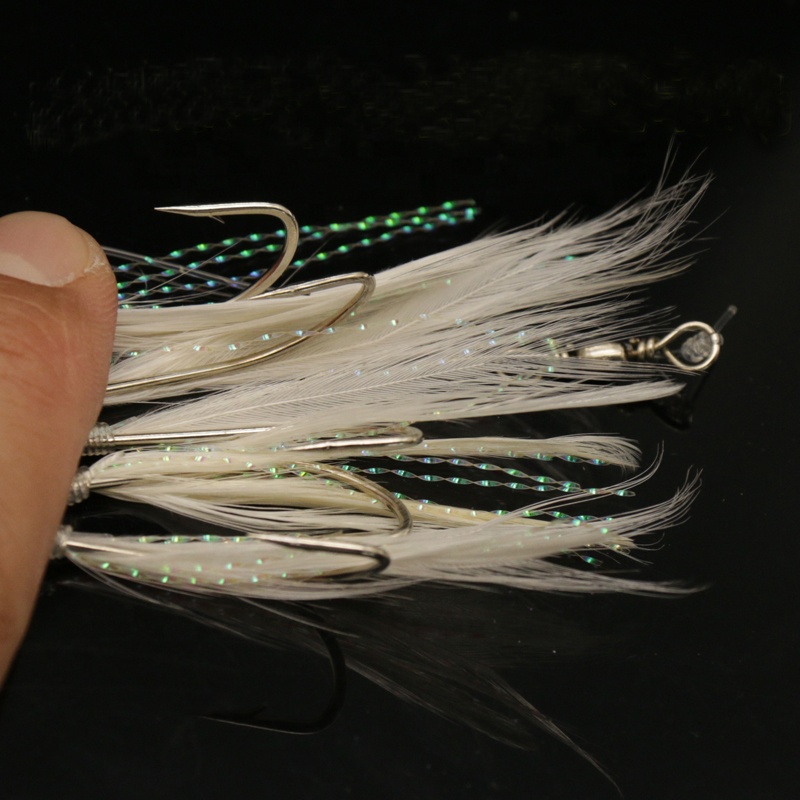 6pcs//pack Fishing Sabiki Rig Glow Soft Shrimp lure Saltwater Fishing Bait Gold