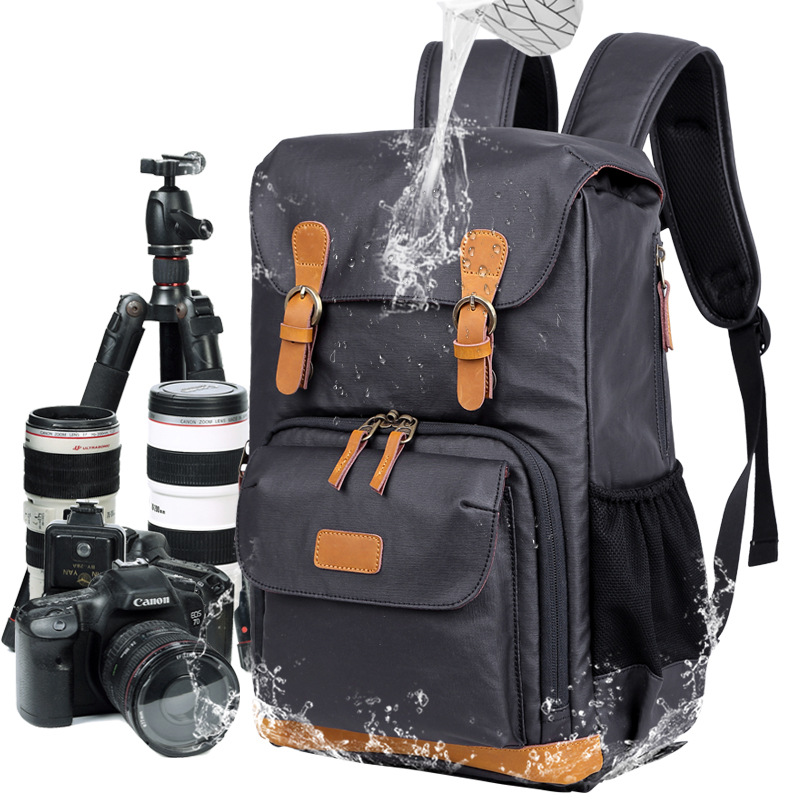 Camera Backpack Waterproof Canvas DSLR Camera Bag Tripod Photography Lightweight Daypack Anti-theft Camera Backpack