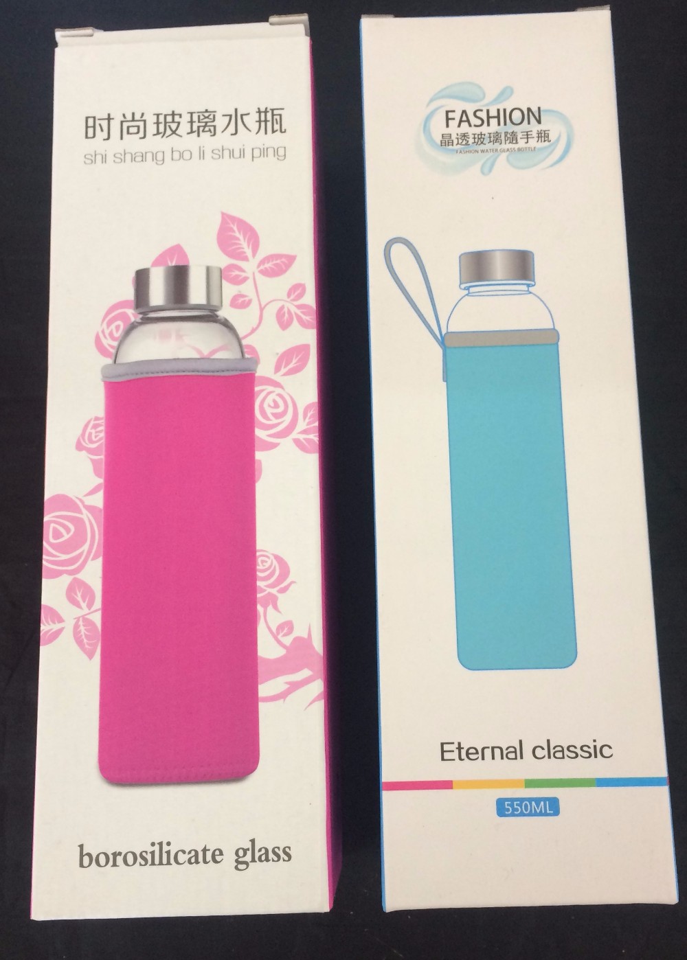320/420ML Double Walled Glass Water Bottle with infuser