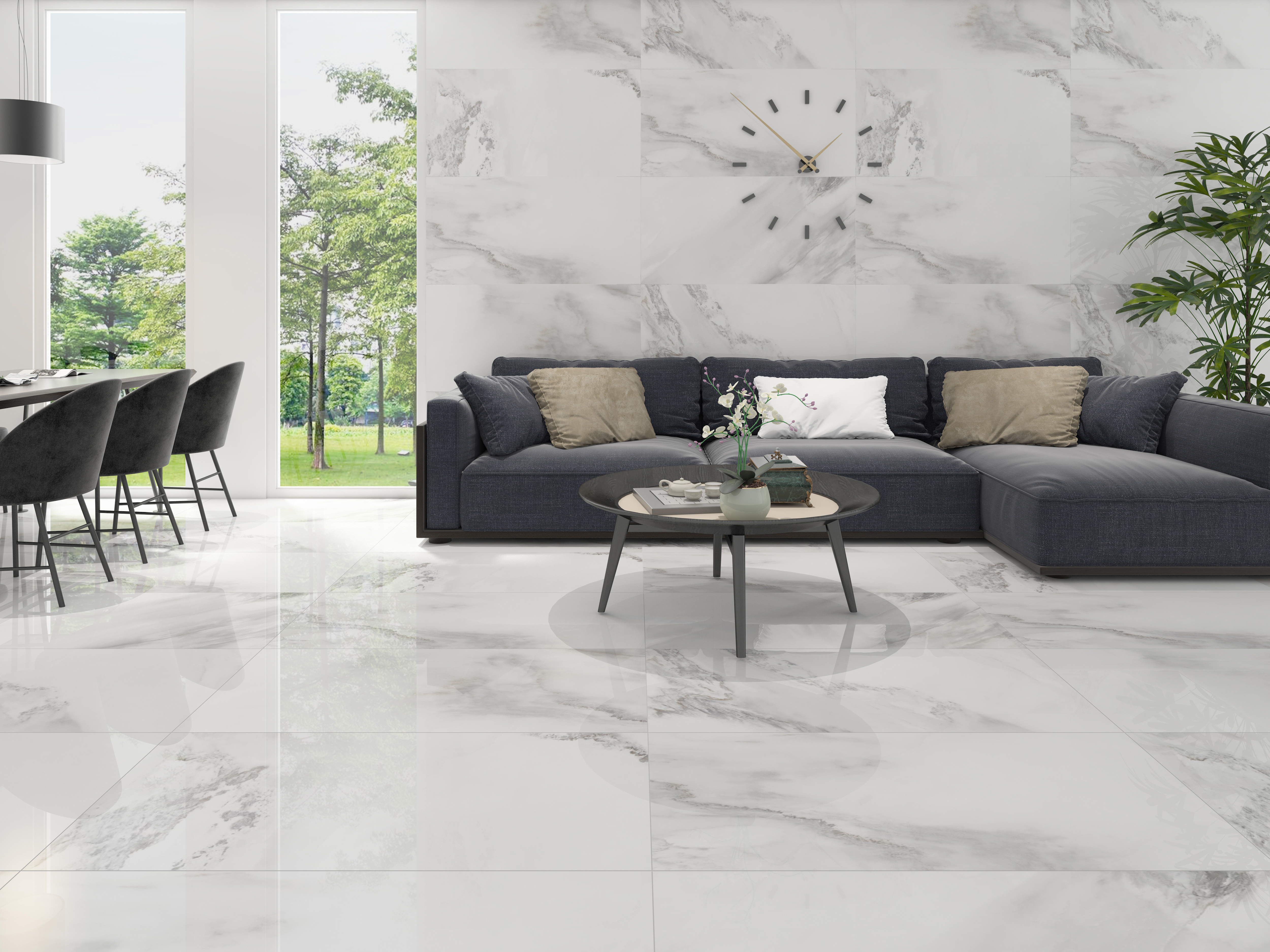 Hasin  Polished White Marble Floor Tiles (600x1200mm)