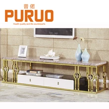 Black Tempered Glass Storage Gold Metal Base Function Cabinet Tv