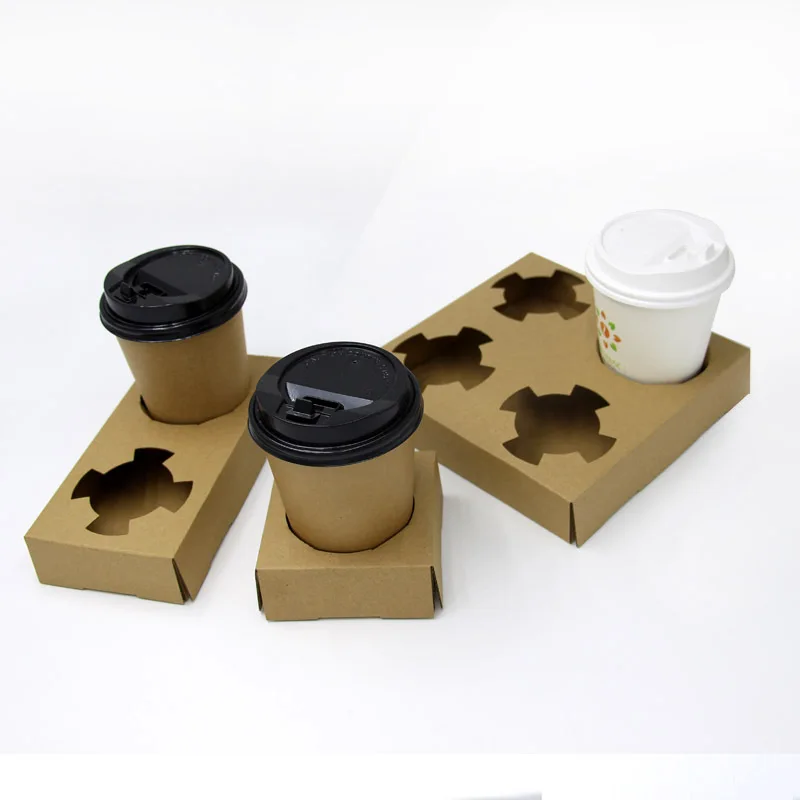 2 Cups 4 Cups Disposable Takeway Coffee Paper Cup Holder Tray