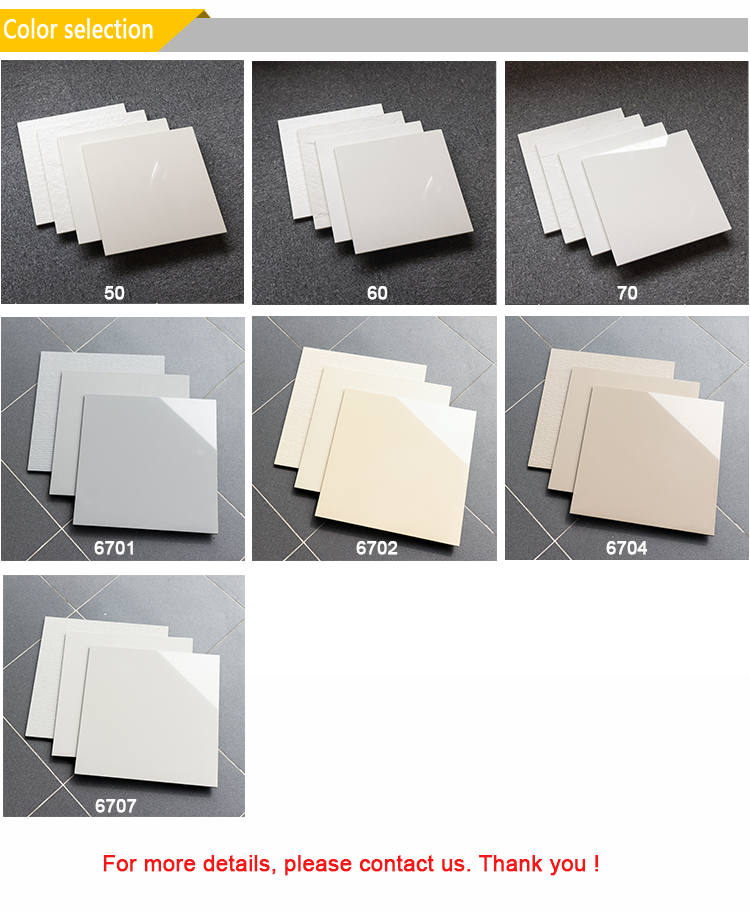 60X60 glossy porcelain floor tile  full body vitrified white color tile super white tile for house decoration