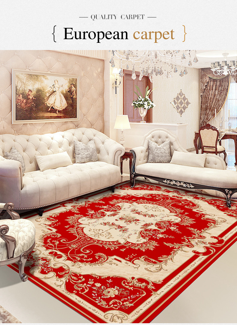 Customize Sizes Bottom Non-slip Design Polyester Fabricn Decorative Europe Style Home and Hotel Carpet