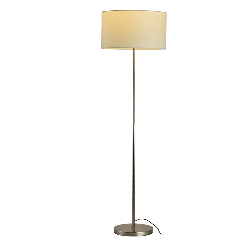 Hot sale home hotel decor satin nickel fabric shade modern standard standing floor lamps for office